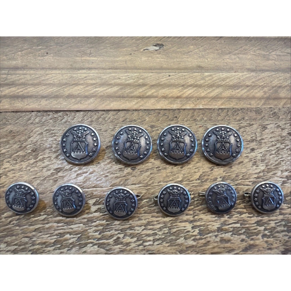 Vintage Lot Of  10 United States Air Force Military Buttons  Metal Shields Inc